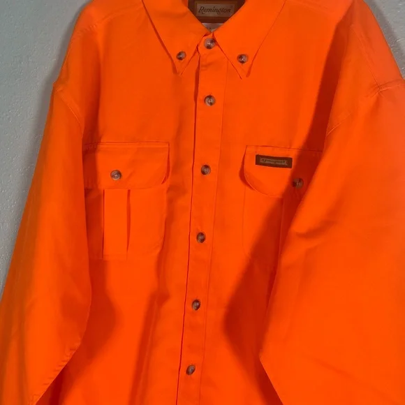 Remington Bright Orange Button-Up Shirt 2XXL Visibility Hunting Safety Shirt. - Picture 8 of 8